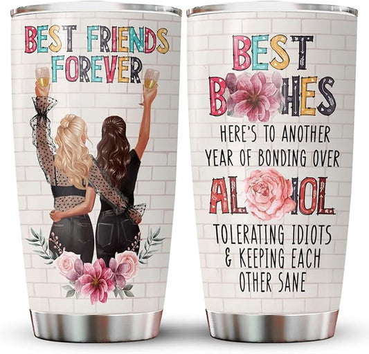 34HD Best Friend Tumbler with Lid, 20oz Insulated BFF Drinking Cup, Another Bonding Year Coffee Mug, Best Friends Gifts, Bestie Gifts for Birthday Mothers Day Christmas