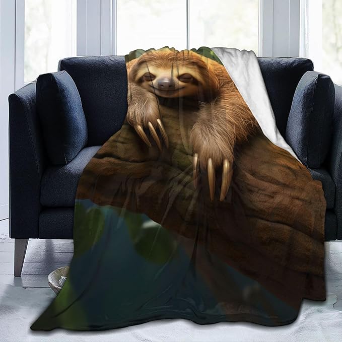 Cute Asleep Sloth Blanket Gifts for Kids Adults Women Flannel Throw Blankets for Home Couch Bed Sofa Soft Fuzzy Lightweight Decor All Season 50x40 Inches