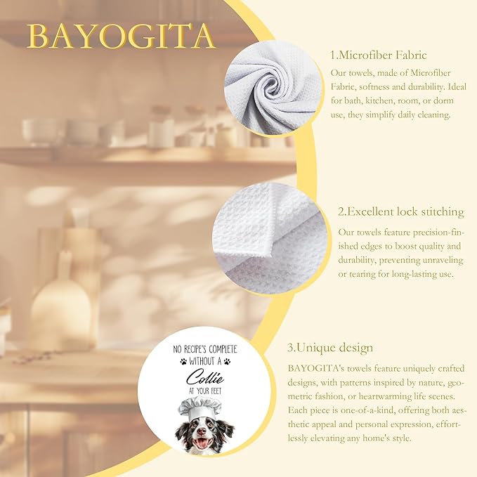 Border Collie Gifts Kitchen Towels Decorative, Border Collie Gifts for Women Dish Tea Towels for Kitchen Drying, Dog Mom Lovers Gifts Hand Towels, 16x24 Inch