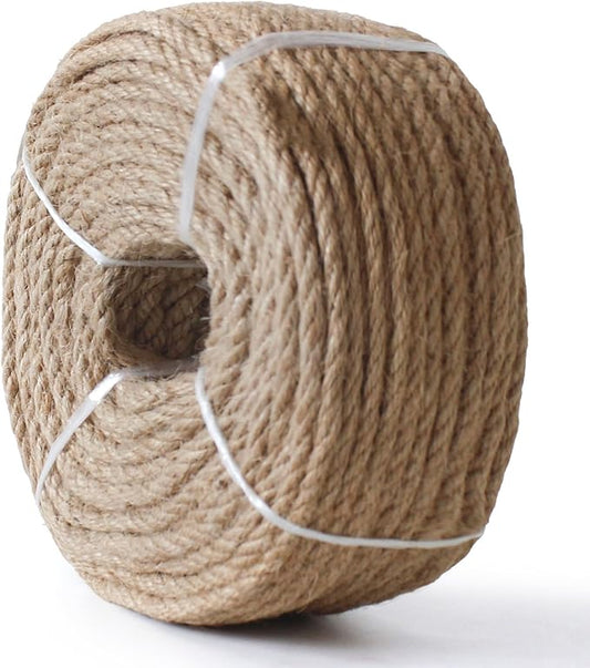 6mm 328 Feet Nature Jute Twine, Jute Rope for Cat Scratching Post DIY Arts Crafts Gardening Bundling Home Decor