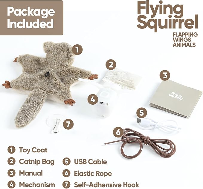 Cat Toys for Bored Indoor Cats, Cat Bat Wings with Catnip for Cats, USB Rechargeable Motion Activated Kitten Toys, Interactive Flapping and Chirping Mouse Cat Toy