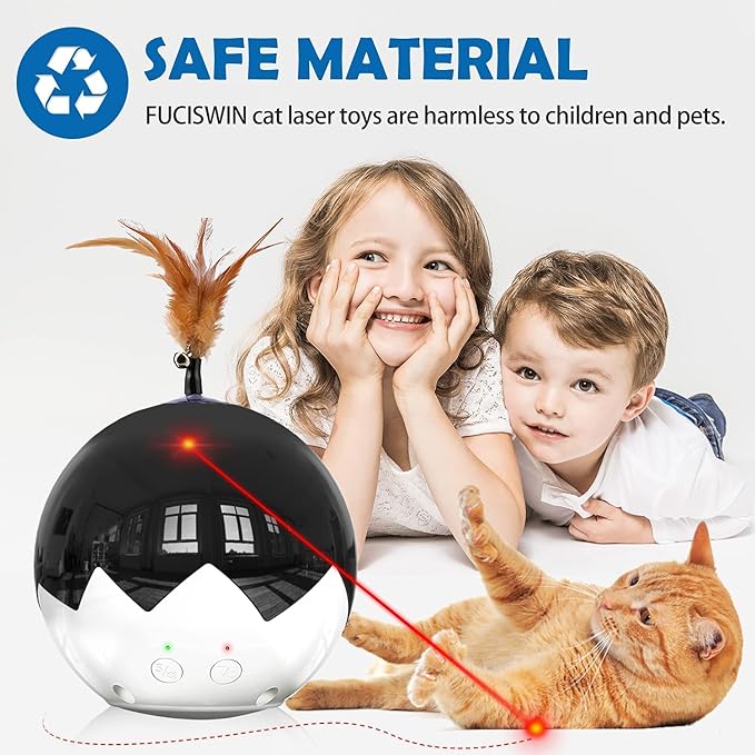 Cat Laser Toy Automatic, 3 in 1 Interactive Cat Feather Toy, Tumbler Ball Toy for Indoor Kitten, 3 Modes Laser with 360 Irregular Rotation, USB Rechargeable, Laser Safe