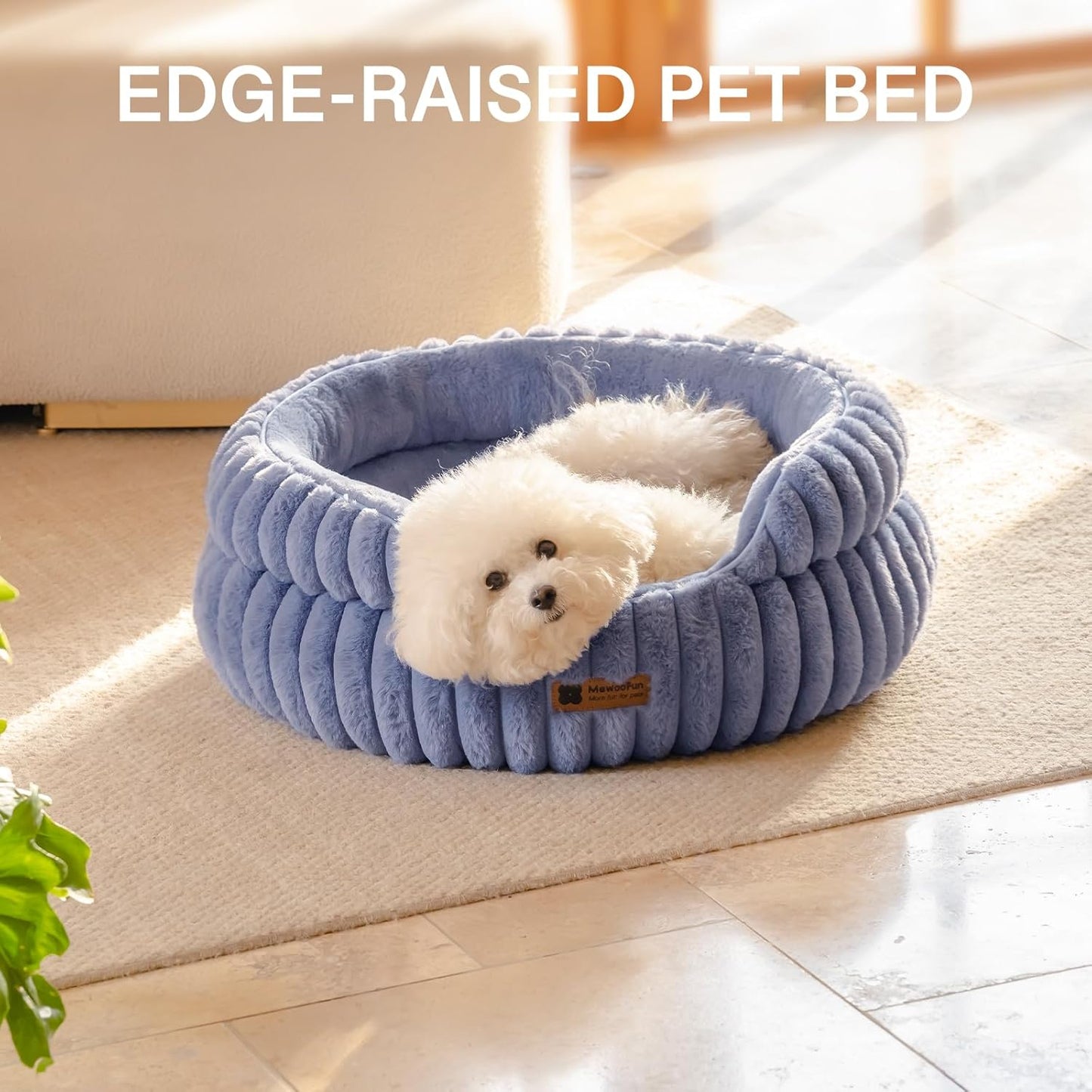 MEWOOFUN Dog Bed for Medium Dogs, Washable Large Cat Beds for Indoor Cats, Donut Pet Bed for Dogs and Cats with Anti-Slip Bottom (Blue, 27"x27"x10")