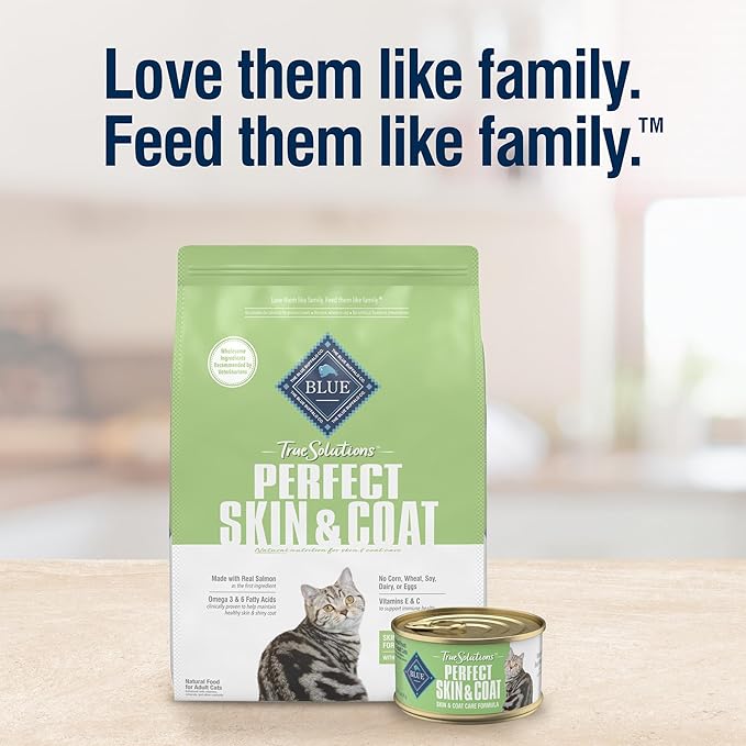 Blue Buffalo True Solutions Perfect Skin & Coat Natural Dry Food for Adult Cats, Salmon, 3.5-lb. Bag