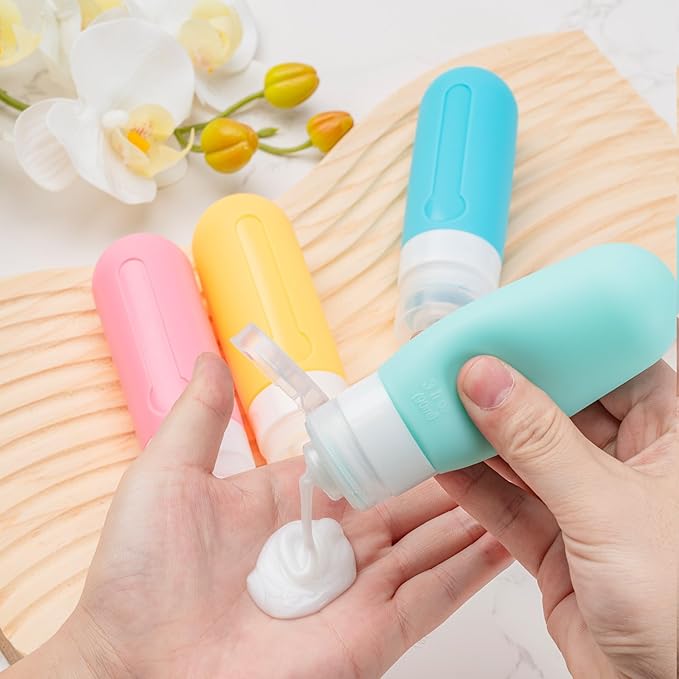 16pack Travel Bottles for Toiletries, TSA Approved LeakProof Squeezable Silicone Toiletry Containers for Shampoo, Conditioner, 3oz Portable Refillable Traveling Size Liquid Containers (16Pcs/Colorful)