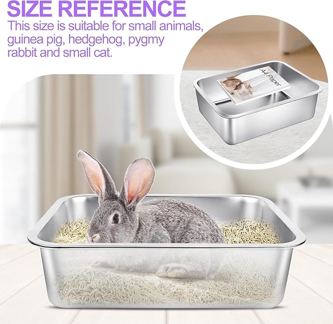3 Pack Stainless Steel Cat Litter Boxes 17.7"L x 13.8"W x 5.9"H Large Metal Litter Boxes with High Sides Sturdy Kitty Litter Aluminum Pans for Pets No Smell, Non Stick, Easy to Clean (M)