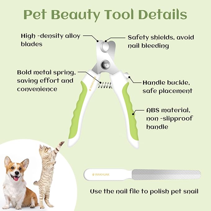 Cat and Dog Grooming Brush - Pet Hair Cleaner With Release Button, Self-Cleaning Massager for Short & Long Haired Cats and Dogs (Green)