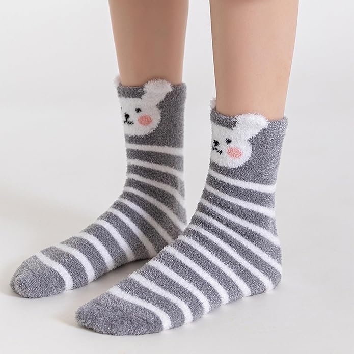 Benefeet Sox Cute Animal Fuzzy Socks for Women Girls Funny 3D Animal Cozy Socks Fluffy Slipper Socks Plush Comfy Soft Socks