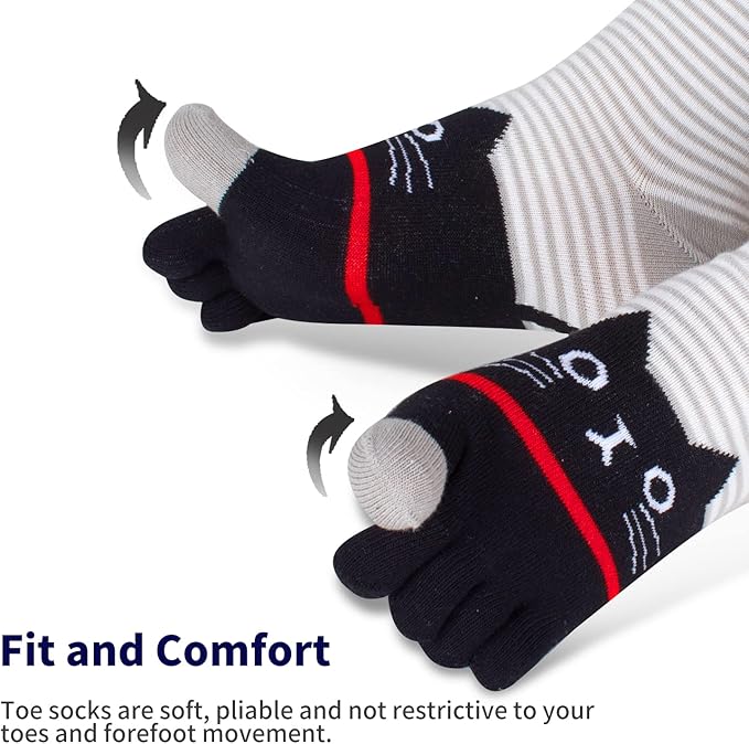Benefeet Sox Funny Toe Socks Women Five Finger Socks Girls Cute Toe Seperated Cotton Socks Running Athletic Christmas Gifts