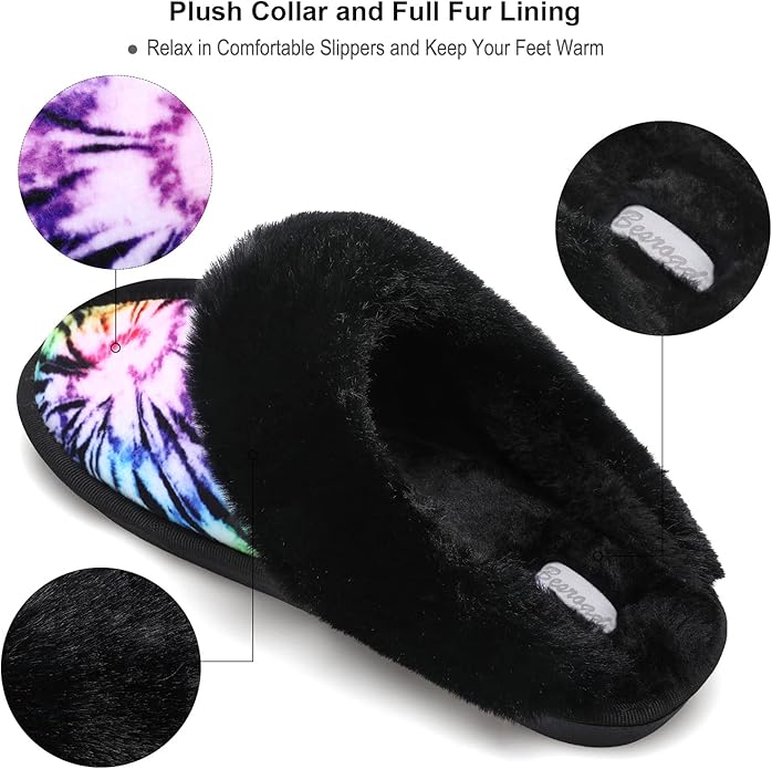 Besroad Winter Fuzzy House Slippers Sandals Plush Faux Fur Fluffy Flats Slippers Warm Slide Shoes for Women
