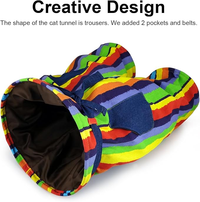 Collapsible Foldable Cat Tubes Cat Tunnel Toys, Trousers-Shaped Cat Play Tunnel for Indoor Cats, Kitty, Kitten…
