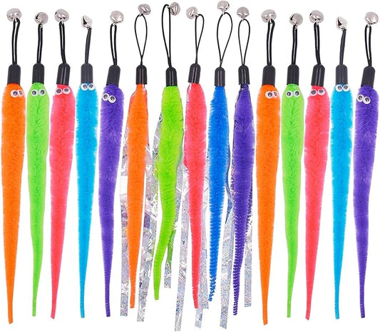 Cat Worm Toy Refills Cat Toys Wand Replacement, 15 Pieces Cat Worms Refill, Worm Cat Toy Attachment for Cat Wand