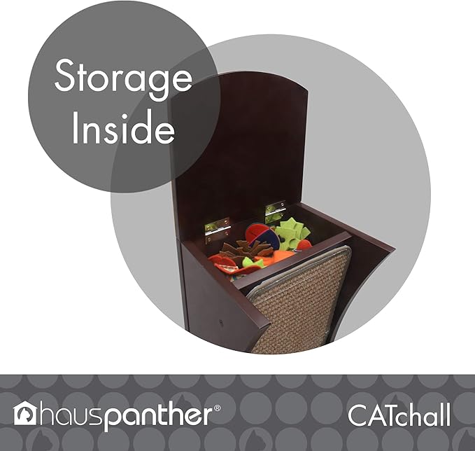 Hauspanther CATchall - Wall Mounted Cat Scratcher Toy Storage & Perch, Espresso (55140)