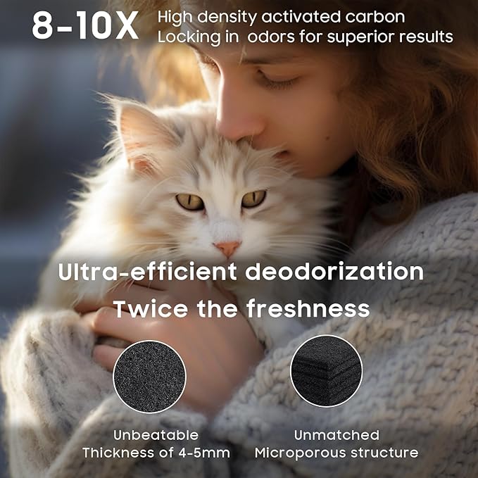 12 Pack Carbon Filters Compatible with Cat Automatic Litter Box Robot 3, Thick Replacement Filters to Absorbs Odors Controls Moisture Keeps Home Smelling Fresh