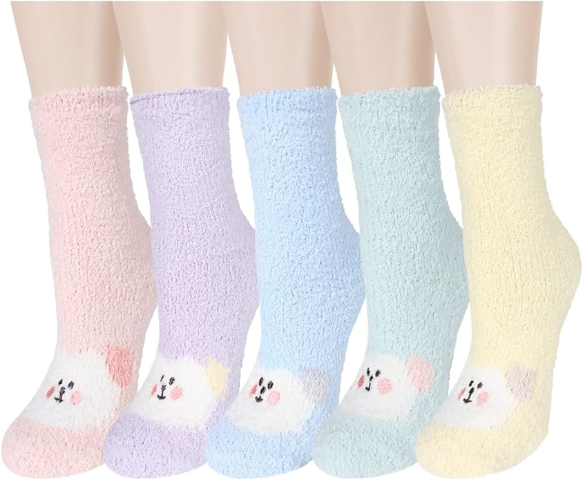 Benefeet Sox Cute Animal Fuzzy Socks for Women Girls Funny 3D Animal Cozy Socks Fluffy Slipper Socks Plush Comfy Soft Socks