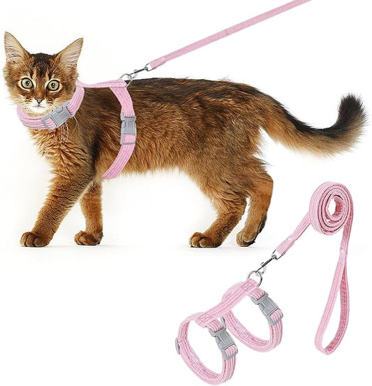 Cat Harness, Safety Leash Set for outings and Travelling to Prevent Cats from Escaping - Adjustable Kitten Safety Leash, Soft and Comfortable for Small and Medium Sized Cats (Yellow, M)