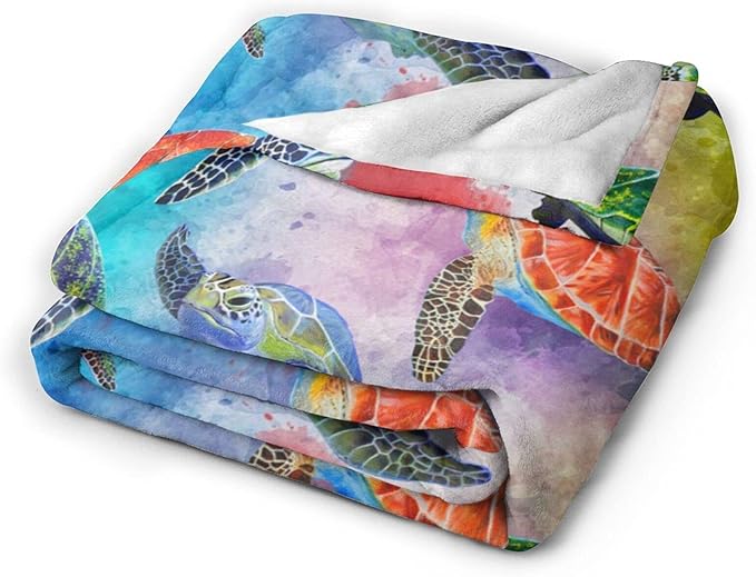 Ultra-Soft Microfiber Throw Blanket 350 GSM Fuzzy Fleece Blanket for Adults Kids Gift Couch, Sofa, Bed Turtle 80"x60"