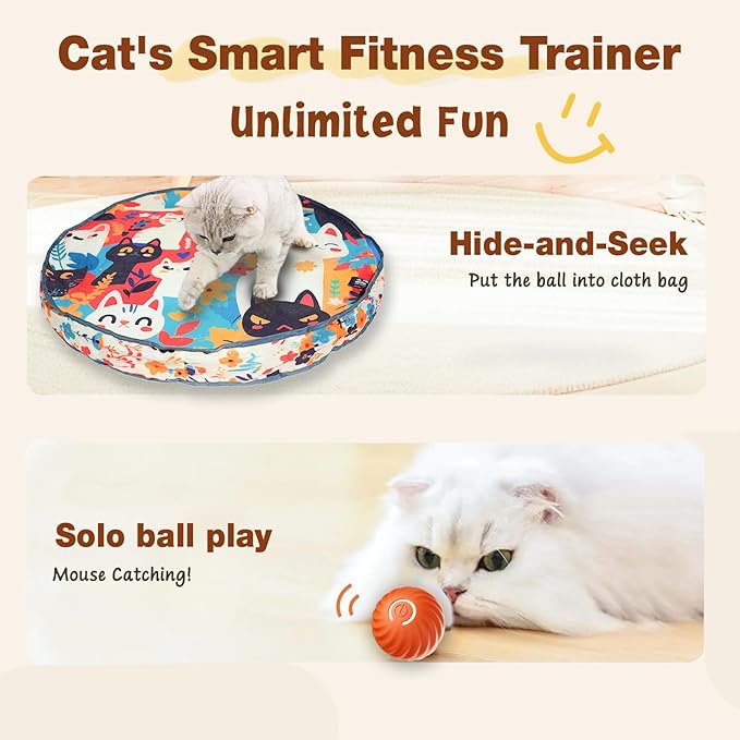 Interactive Cat Toys Ball Fast Rolling in Pouch (Blue) (Orange)
