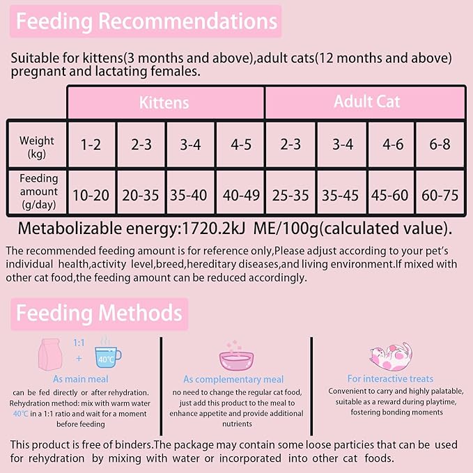 Bintangor Freeze Dried Cat Treats; Dry Cat Food Premium, Healthy, High Protein Instinct Cat Food- Chicken Flavor, 200g Bag