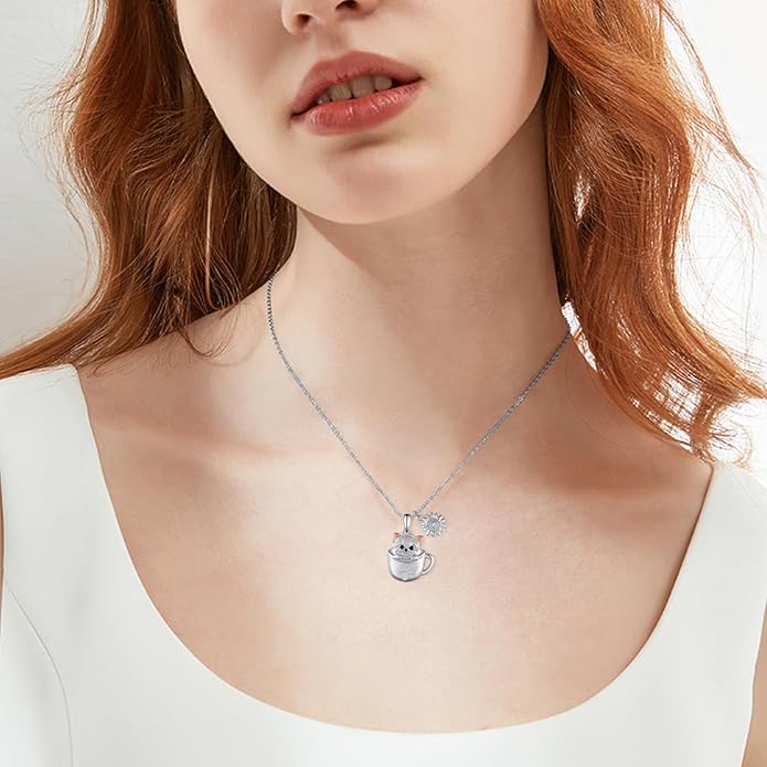 Black Cat/Pug/Boston Terrier/Capybara/Yorkie/Beagle/Maltese/Corgi Necklace 925 Sterling Silver Cute Animal Jewelry for Women