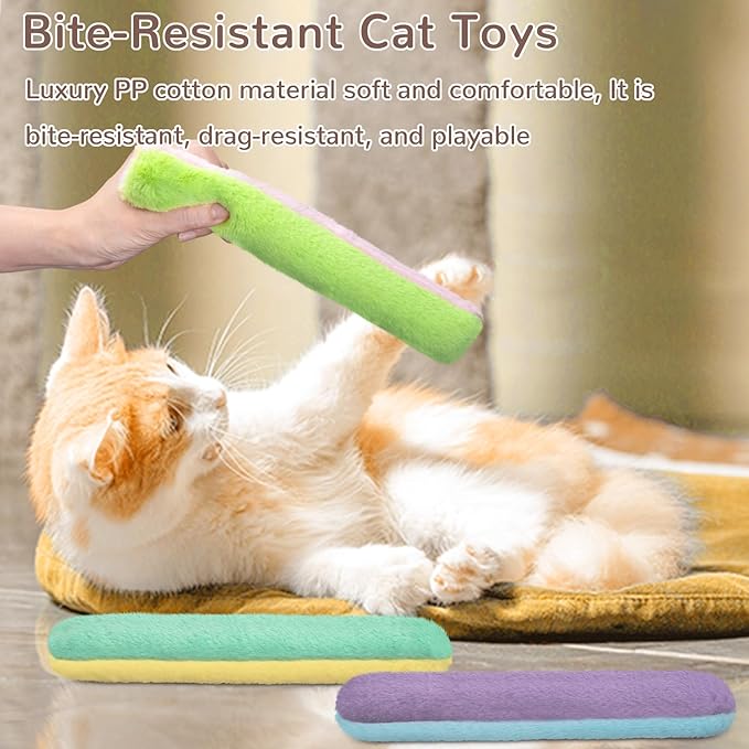 Retro Shaw Cat Toys Cat Pillows,Refillable Catnip Toys,3 Pack Crinkle Sound Cat Kicker Toy for Indoor Cats,Interactive Cat Nip Toys for Cats Kittens Kitty 10.1 Inches