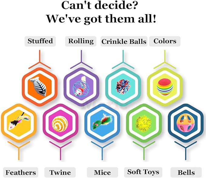 CoCoo Ferret & Cat Toy Variety Pack, Activity Set of Mylar Balls, Chew Toys, Catnip Pouches, Play Mice & Bells, Great for Persians, Maine Coons, Calicos & Tabby Cats, 20 Pcs