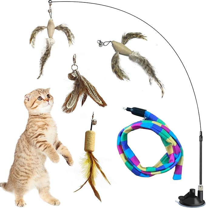 Interactive Cat Toy Cat Toys for Bored Indoor Adult Cats Suction Cup Flying Bird Cat Toy Suitable for Kitten to Play Exercise