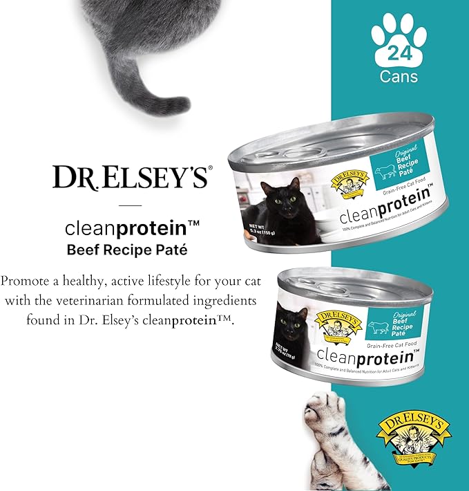 Dr. Elsey's cleanprotein Recipe Beef Recipe Wet Cat Food, (Pack of 24), 5.3oz Cans