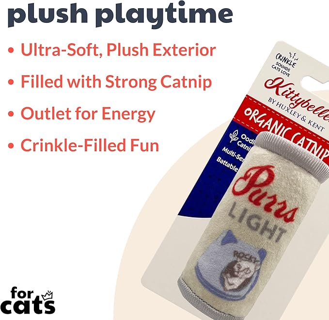Huxley & Ket Plush Cat Toy | Purrs Light | Nappy Hour Strong Catnip Filled Cat Toy | Plush Interactive Kitten and Cat Toy with Catnip and Crinkle | Kittybelles