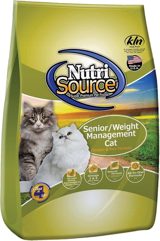 Senior Cat Food, Made with Chicken and Rice, Weight Management Blend, with Wholesome Grains, 6.6LB, Dry Cat Food