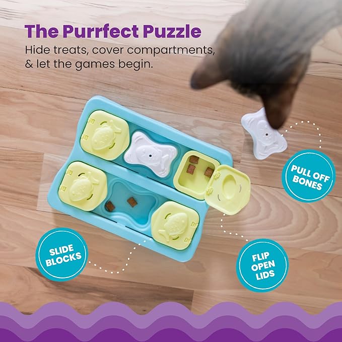 Catstages Kitty Cube Interactive Cat Treat Puzzle, Blue