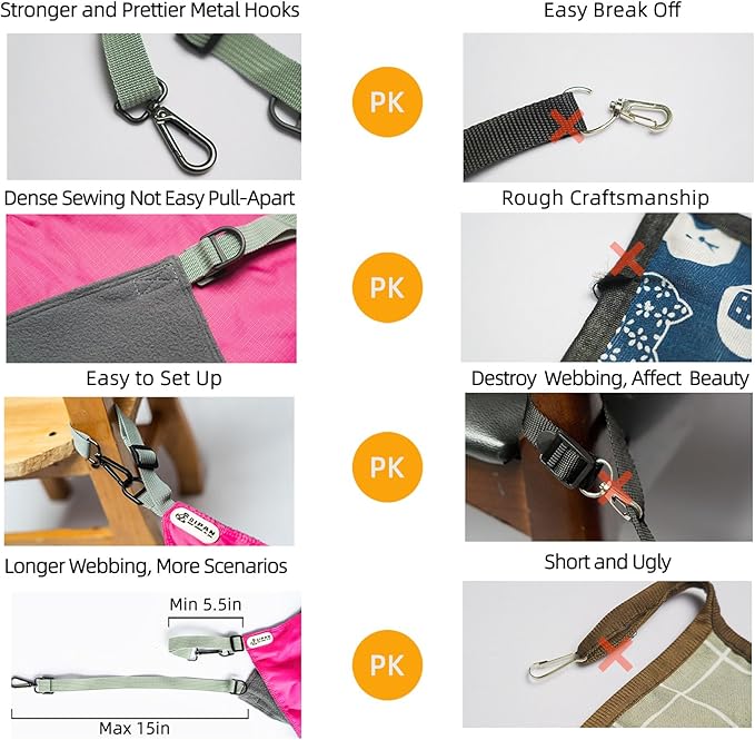 Cat Hammock,Cat Hammock for Cage,Washable Soft Outdoor Cat Mat,Waterproof Cooling Kittens Pad,Small Animals Hammock for Cats (Large, Red)