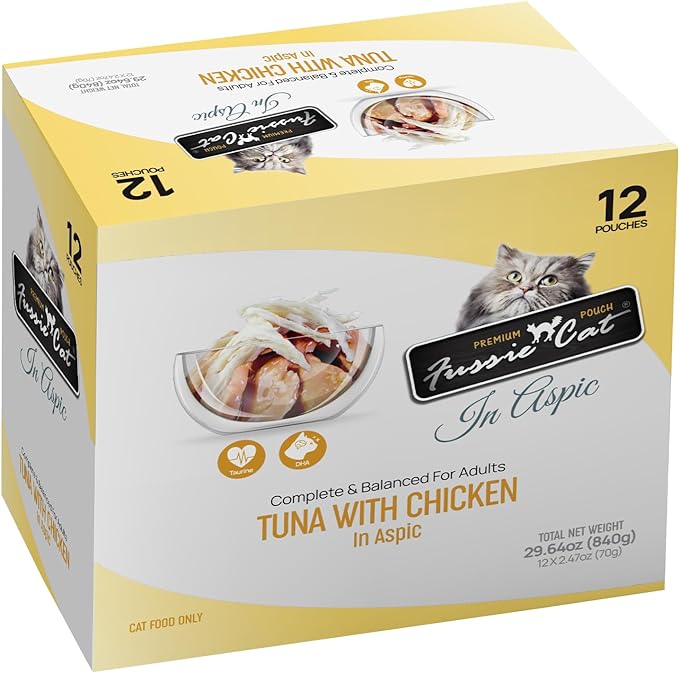 Fussie Cat Premium Tuna w/Chicken in Aspic, 2.47 Ounce (Pack of 12)