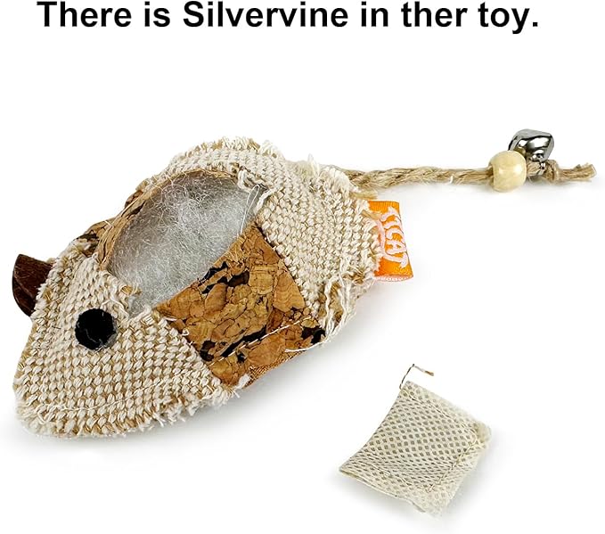 Cat Mouse Toy with Catnip Matatabi Silvervine,Cat Chew Toy,Interactive Catch Play Mouse Toy for Indoor Cats,Kittens.