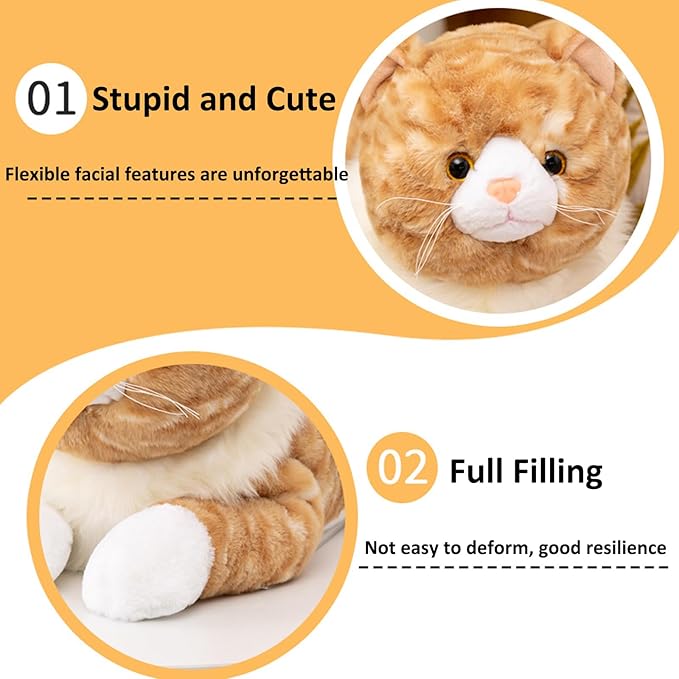 Cat Weighted Stuffed Animals, 3.9 lbs 21.6 inch Weighted Cat Plush Toy Realistic Plush Animals Pillow Toy for Adults and Kids
