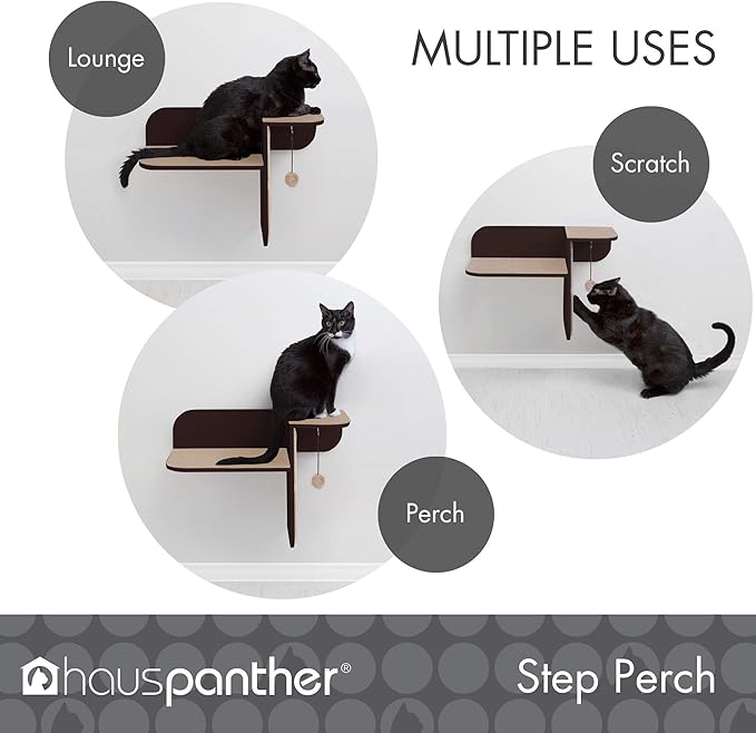 Hauspanther Step Perch - Wall-Mounted Cat Perch & Scratcher, Espresso