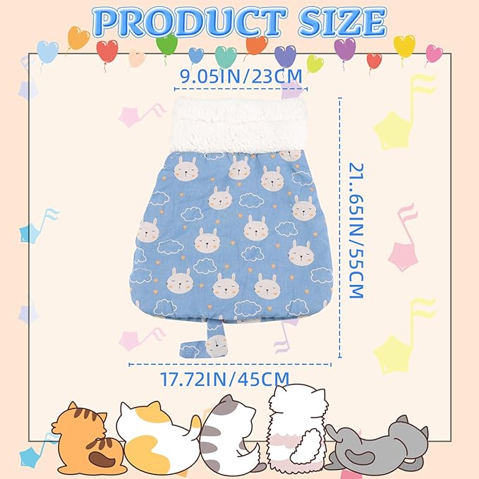 Cat Sleeping Bag for Indoor Cats, Cat Sleeping Bag for Indoor Cats Large Adult, Cat Sleeping Bag Large, Cozy Cat Winter Cat Sleeping Bag, 360° Warm Semi Enclosed Soft Plush Large Cat Sack Cute (Blue)