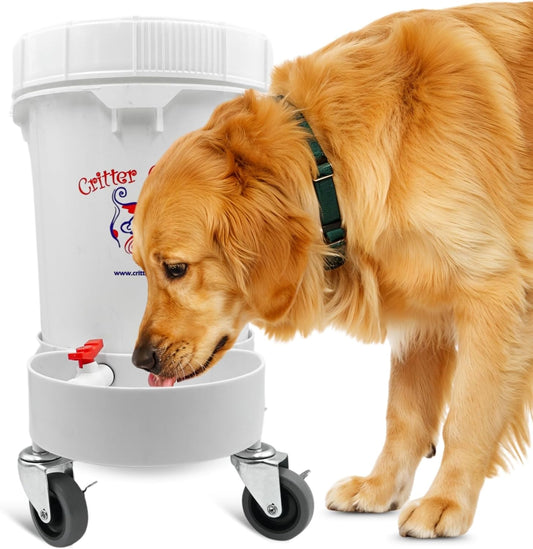 Pet Gravity Water Dispenser: 5 Gallon. for Dogs, Cats, Goats, Small Animals. Quiet, No BPA and Made in USA. Ideal Dog Bowl Large Breed. Best Automatic Waterer.