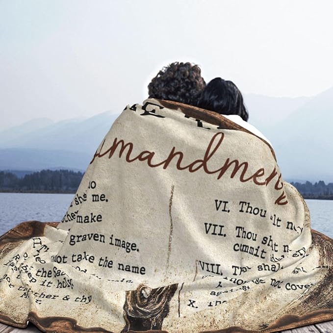Ten Commandments Blanket Christian Gifts 10 Commandment Throw Blanket Fleece Flannel Religious Bible Verse Scripture Blanket For Faith Prayer Women Men Girls Boys For Couch Sofa Bedding 80"X60"