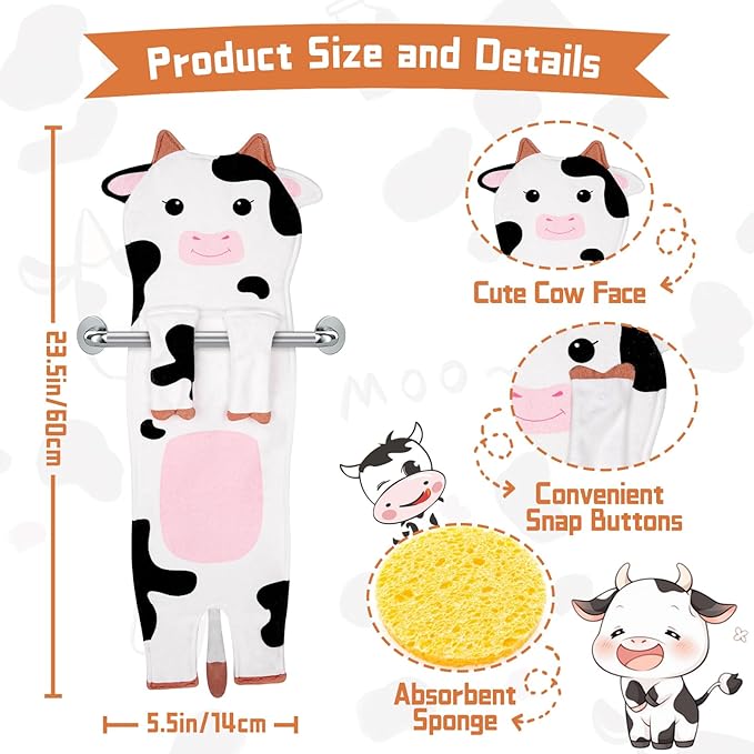 Cow Hand Towels for Kitchen Bathroom - Cute Hand Bath Towels Cow Decor, Soft Hanging Towel for Bathroom Kitchen Decor, Mothers Day Birthday Gifts for Kids Women Mom