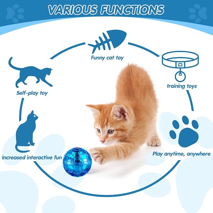 Frienda 4 Pieces Ghost Hunting Cat Ball Motion Light Up Cat Balls LED Motion Activated Cat Ball Motion Light Up Cat Dog Interactive Toys Pet Glowing Mini Running Exercise Ball Toys (Multicolored)