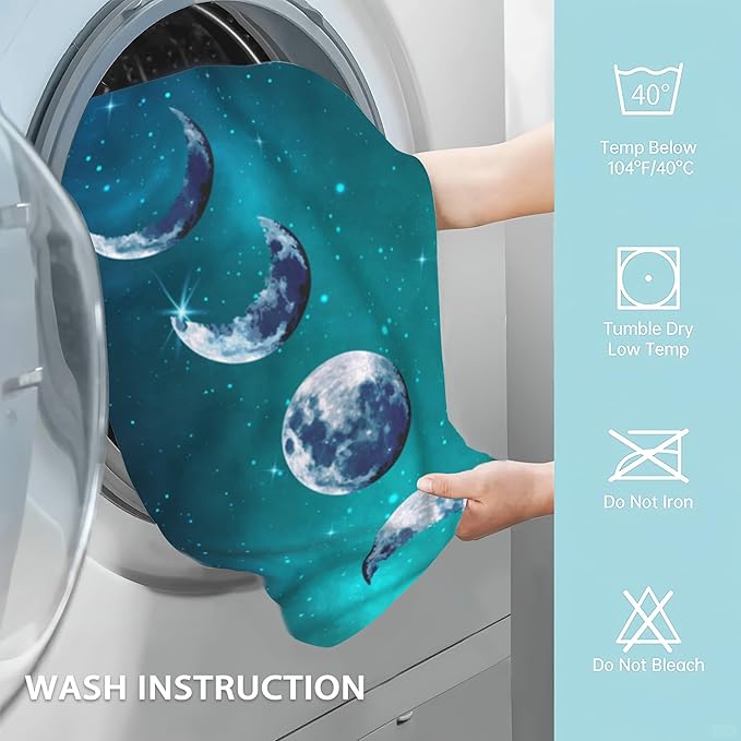 Celestial Moon Hand Towels Set of 2,Moon Soft Fingertip Bath Towel Small Face Washcloths Decor Kitchen Towel for Hotel Spa Gym Sport 28x14in