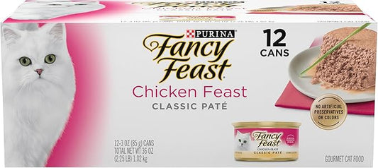 Fancy Feast Chicken Feast Classic Pate Collection Grain Free Wet Cat Food Multi-Pack - (2 Packs of 12) 3 oz. Cans