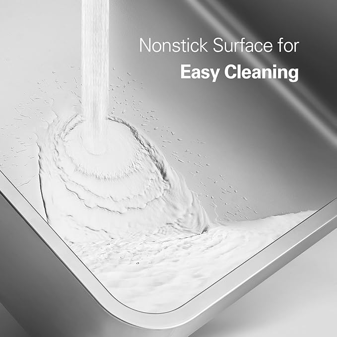 Barhon Stainless Steel Litter Box with Lid, Covered Cat Litter Box for Big Cat, Extra Large Enclosed Metal Litter Box with High Sides, Removable Lid, Non-Sticky, Easy to Clean (Black)