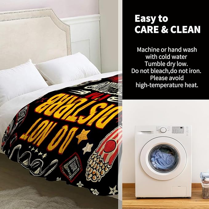 Movie Blanket Gifts for Women Men Girls Boys Vintage Cinema Theater Film Player Print Presents for Kids Adults Teen Birthday Christmas Decor Bedroom Living Room Couch Sofa Soft Flannel Throw 60"x50"