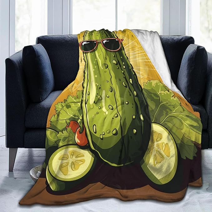 Funny Pickles Dill Blanket Gifts for Grils Women Flannel Throw Blankets for Home Couch Bed Sofa Soft Fuzzy Lightweight Decor All Season 80x60 Inches
