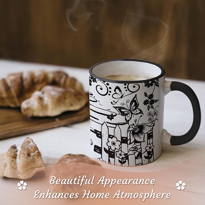 Butterfly Mug 11Oz Black and White Boho Butterfly Gifts for Women Ceramic Tea Cup Coffee Cup Cute Mug for Women Birthday Gifts