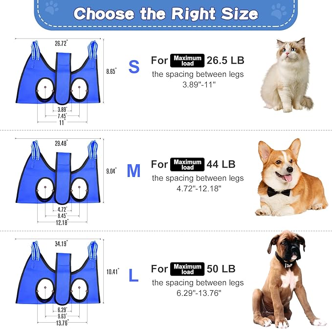 Upgrade Dog Grooming Hammock with Belt Pasteable,Dog Sling for Nail Trimming,Dog Hammock for Nail Trim,Dog Holder for Grooming,Relaxing/Safe Dog Harness for Large Dogs,Dog Grooming Kit at Home(Blue)