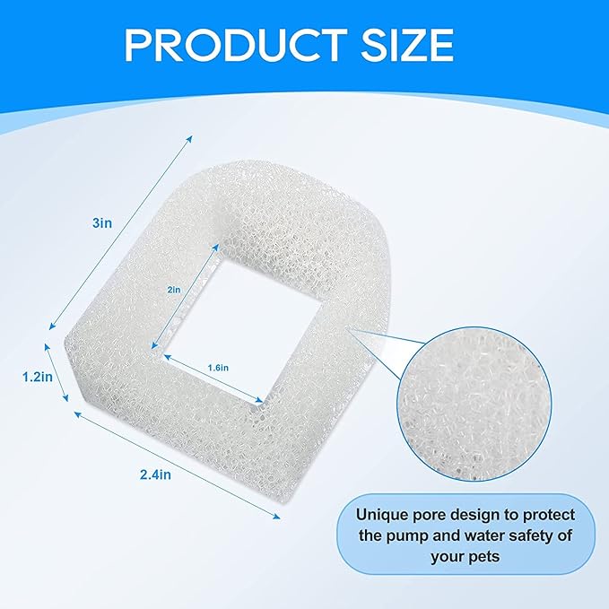 24PCS Cat Water Fountain Filters for Petsafe Water Fountain, for Drinkwell Pet Fountain Filters, Replacement Foam Filters for Drinkwell 360 Pet Fountain Seaside Pagoda 1/2 Gallon Fountains