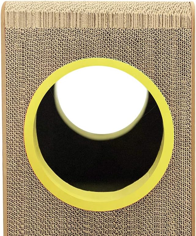 Cat Condo Scratcher Cardboard, Girl with a Pearl Earring Shape Adaptation Spoof Version Cat Scratching House Bed Furniture Protector, Pink